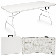Nyxi 6ft Folding Table – Heavy-Duty & Waterproof (180x74cm) All-White Portable Table