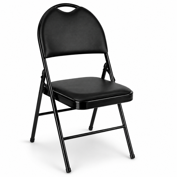Nyxi Premium Folding Chair Fabric Padded (Black Woven)