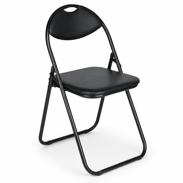 Nyxi Folding Chairs Faux Leather Padded (Black)