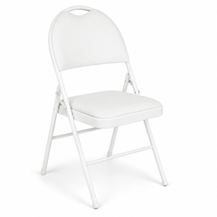 Nyxi Premium Folding Chair Faux Leather Padded (White PVC)