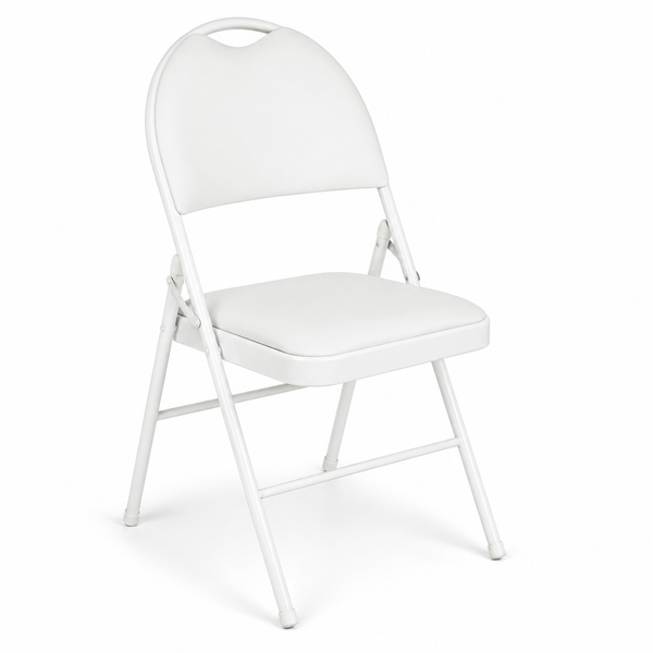 Nyxi Premium Folding Chair Faux Leather Padded (White PVC)