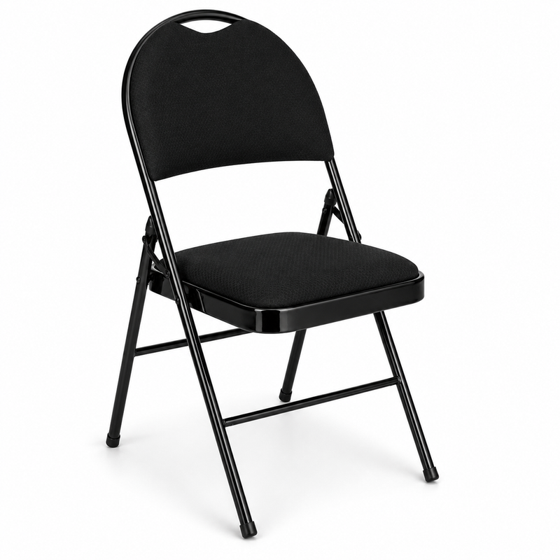 Nyxi Premium Folding Chair Faux Leather Padded (Black PVC)