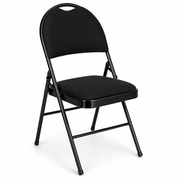 Nyxi Premium Folding Chair Faux Leather Padded (Black PVC)