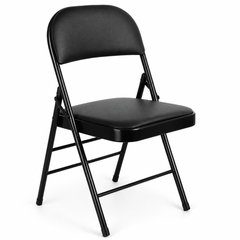 Nyxi Folding Chair Faux Leather Padded (Black PVC)