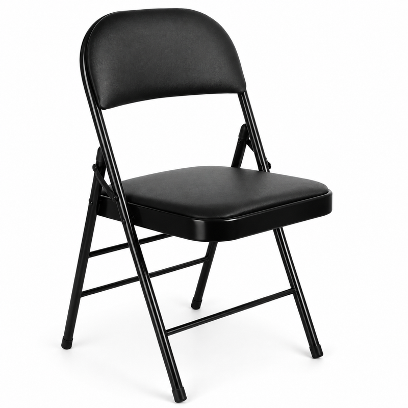 Nyxi Folding Chair Faux Leather Padded (Black PVC)