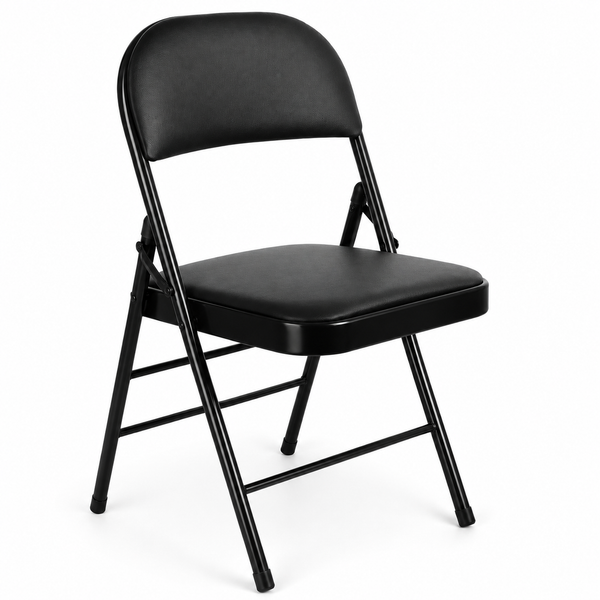 Nyxi Folding Chair Faux Leather Padded (Black PVC)