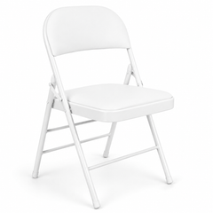 Nyxi Folding Chair Faux Leather Padded (White PVC)