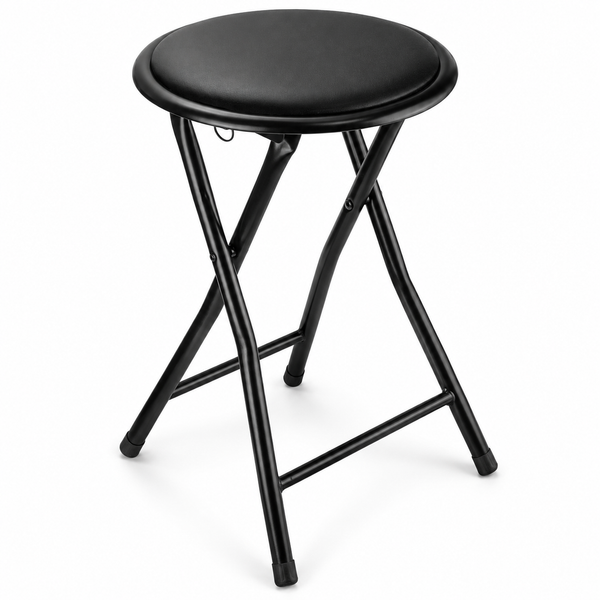 Nyxi Round Folding Stool Chair (Black)