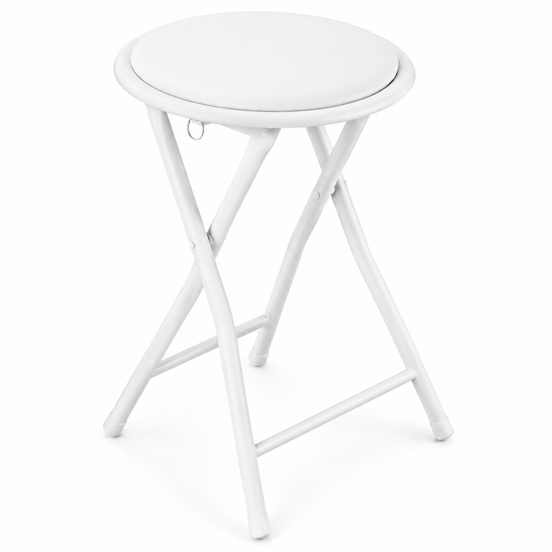 Nyxi Round Folding Stool Chair (White)