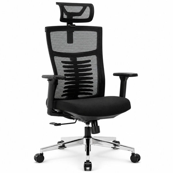 Nyxi Office Chair Premium Ergonomic Foam Seat, 3D Armrests, Headrest & Lumbar Support, 3-Angle Locking (Black)