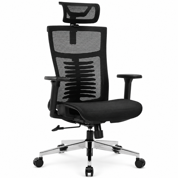 Nyxi Office Chair Premium Ergonomic Mesh Seat, 3D Armrests, Headrest & Lumbar Support, 3-Angle Locking (Black)