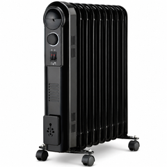 Nyxi 11-Fin Oil Filled 2500W Heater Radiator 3 Power Settings (Black, Model 3898)