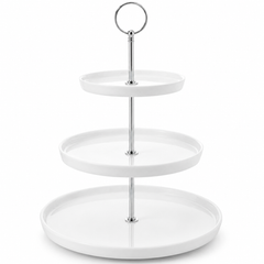 Nyxi 3 Tier White Ceramic Cake Stand Porcelain Round Display with Gift Box NY5