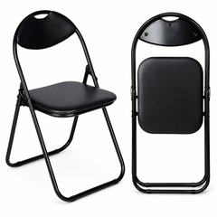 Nyxi Folding Chairs Faux Leather Padded (Black)