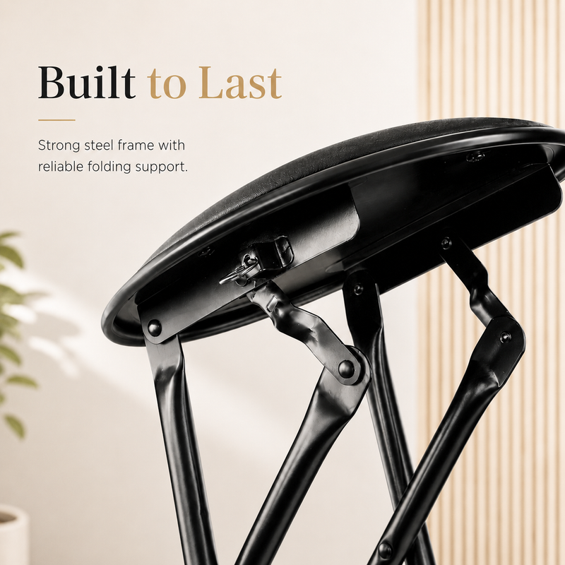 Nyxi Round Folding Stool Chair (Black)
