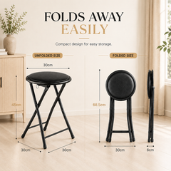 Nyxi Round Folding Stool Chair (Black)