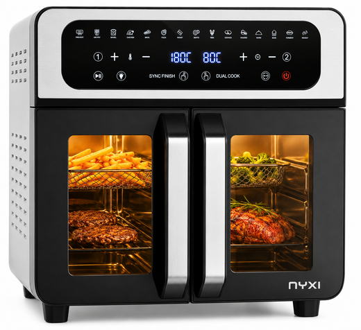 Nyxi Air Fryer Oven 20L with Dual French Glass Doors Digital Control 13 Cooking Modes