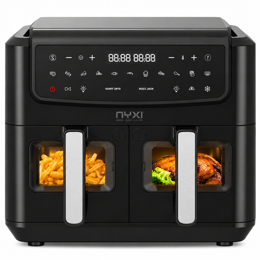 Nyxi Air Fryer 9L Dual Basket (4.5L Each Basket) Visual Window Digital Control