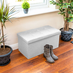 Nyxi Fabric Ottoman Storage Box (Light Grey) - 76 * 38 * 38cm