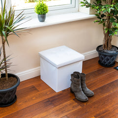 Nyxi Faux Leather Ottoman Storage Box (White) - 38 * 38 * 38cm