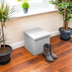 Nyxi Fabric Ottoman Storage Box (Light Grey) - 38 * 38 * 38cm