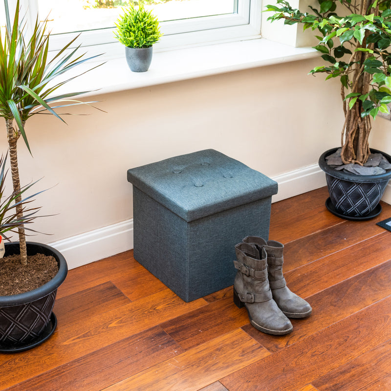 Nyxi Fabrico Ottoman Storage Box (Dark Grey) - 38 * 38 * 38cm