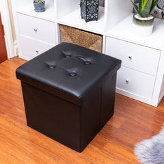 Nyxi Faux Leather Ottoman Storage Box (Black) - 38 * 38 * 38cm
