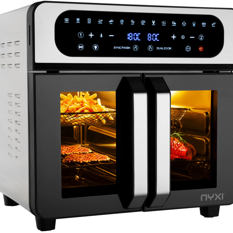 Nyxi Air Fryer Oven 20L with Dual French Glass Doors Digital Control 13 Cooking Modes