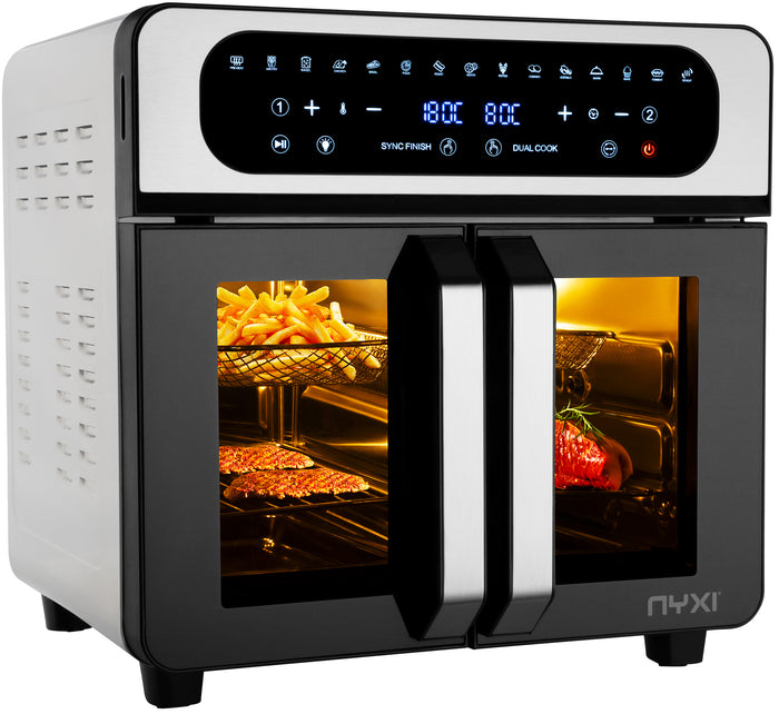 Nyxi Air Fryer Oven 20L with Dual French Glass Doors Digital Control 13 Cooking Modes