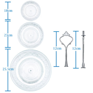 Glass 3 Tier Cake Stand Round Display with New Silver Fittings