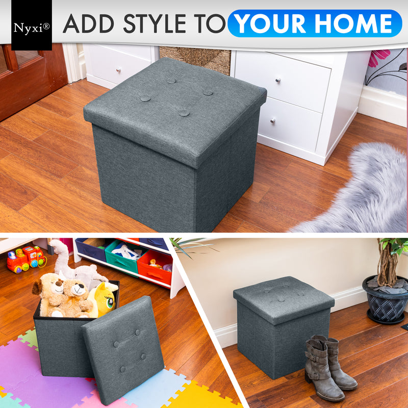 Nyxi Fabrico Ottoman Storage Box (Dark Grey) - 38 * 38 * 38cm