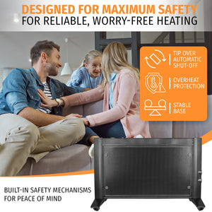 Mica Panel Electric Heater 2000W 3 Heat Settings (Black)