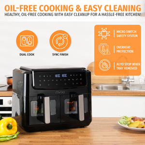 Air Fryer 9L Dual Basket (4.5L Each Basket) Visual Window Digital Control
