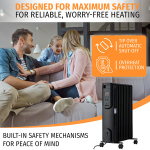 11-Fin Oil Filled Heater 2500W with Remote Control 3 Power Settings