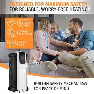 Cylindrical Mica Electric Heater 2200W 360° Surround Heating with Remote Control