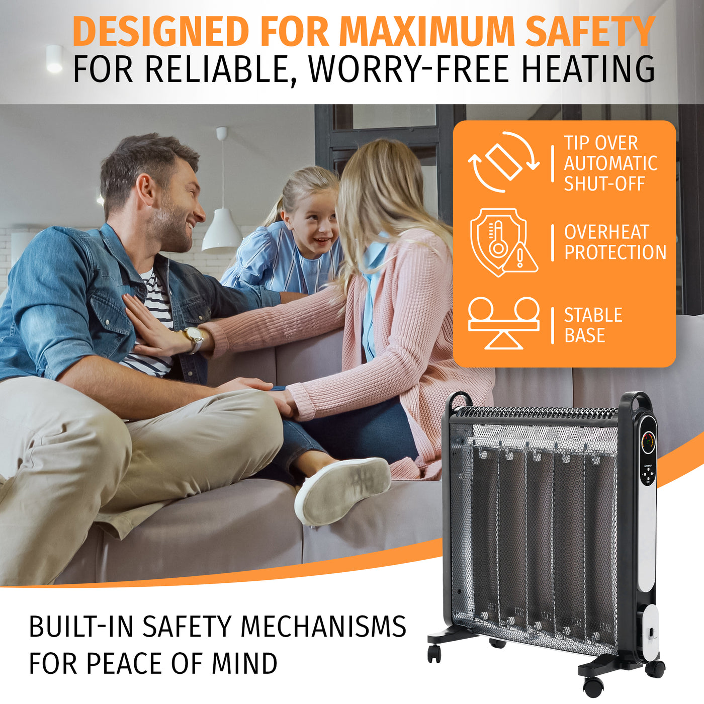 Panel heater space heater on wheels