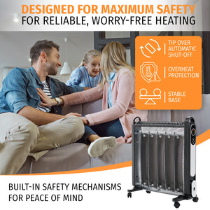 Mica Oil Free Panel Heater Electric 2000W with Remote Control 2 Heat Settings
