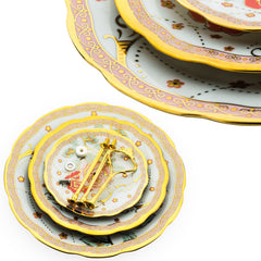 Nyxi Ceramic 3 Tier Floral Cake Stand (Gold)