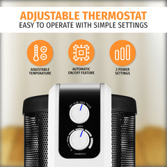 Nyxi Cylindrical Mica Electric Heater 2200W 360° Surround Heating 3 Heat Settings