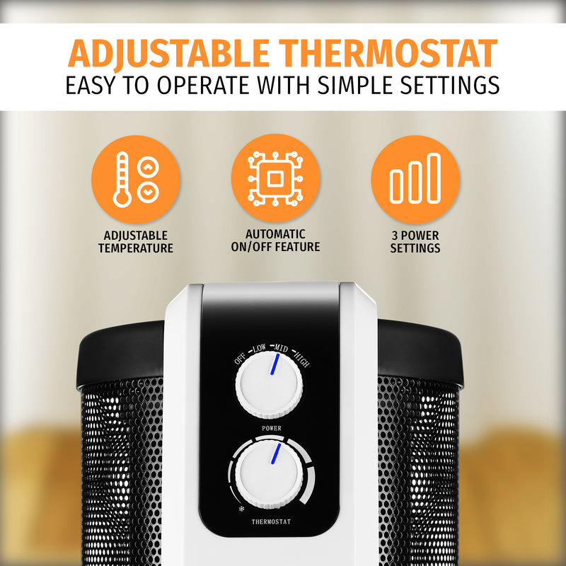Nyxi Cylindrical Mica Electric Heater 2200W 360° Surround Heating 3 Heat Settings