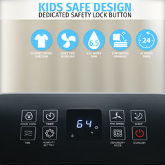 Nyxi 20L Per Day Dehumidifier with Digital Humidity Sensor, XL 6.5L Water Tank