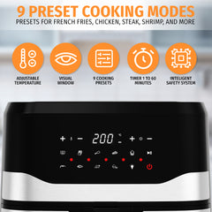 Nyxi Air Fryer 9.2L with Digital Display 9 Preset Cooking Modes Single Basket