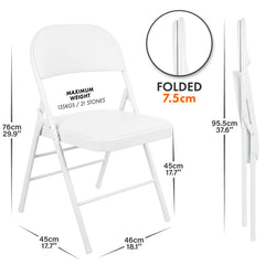 Nyxi Folding Chair Faux Leather Padded (White PVC)