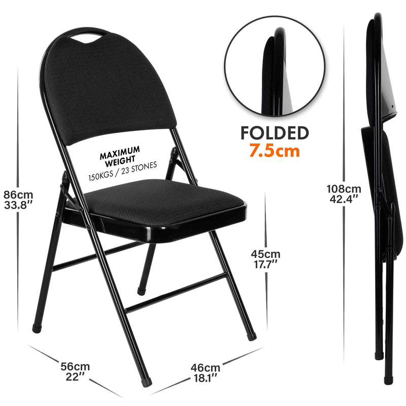 Nyxi Premium Folding Chair Fabric Padded (Black Woven)
