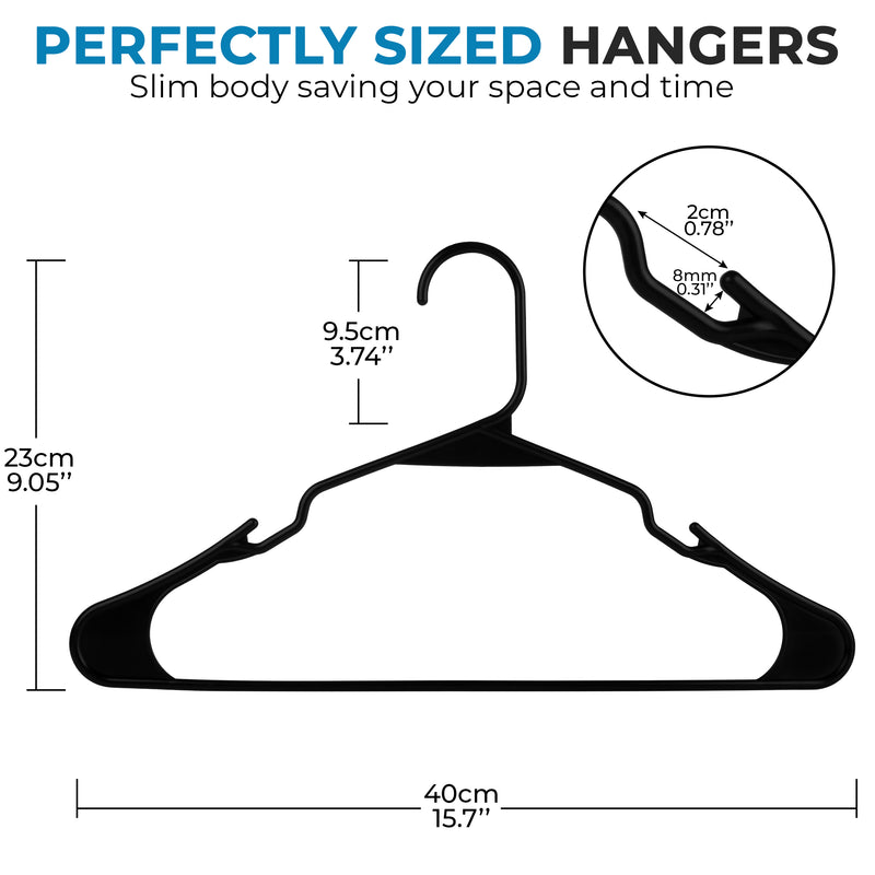Nyxi Heavy Duty Plastic Coat Hangers (Black)