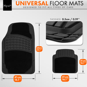 Nyxi 4 Piece Rubber Car Mat and Carpet (Front + Rear) Universal Non-Slip Heavy Duty for Cars SUV Truck and VAN