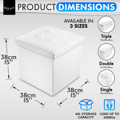 Nyxi Faux Leather Ottoman Storage Box (White) - 38 * 38 * 38cm