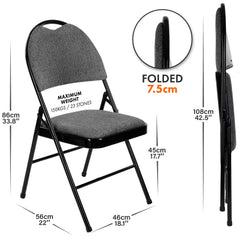 Nyxi Premium Folding Chair Fabric Padded (Grey Fabric)