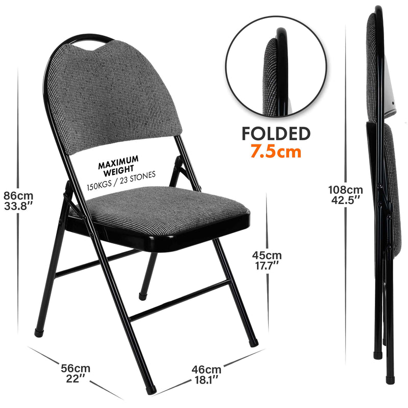 Nyxi Premium Folding Chair Fabric Padded (Grey Fabric)