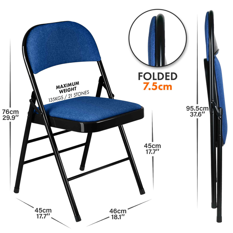 Nyxi Fabrico Folding Chair Fabric Padded (Navy Blue)